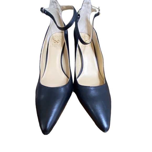 VINCE CAMUTO BLACK ANKLE STRAP HEELS - Picture 2 of 4